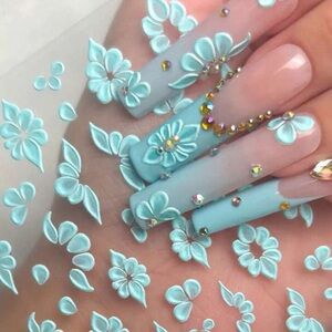 Floral Blue Nail Art Stickers